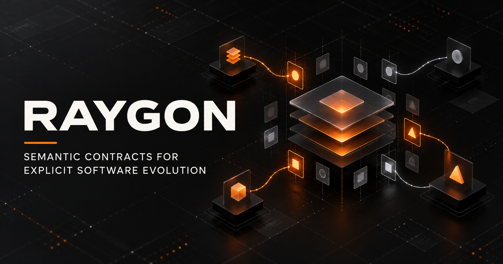 Raygon architecture illustrating explicit projections between a semantic software contract and its consumers.