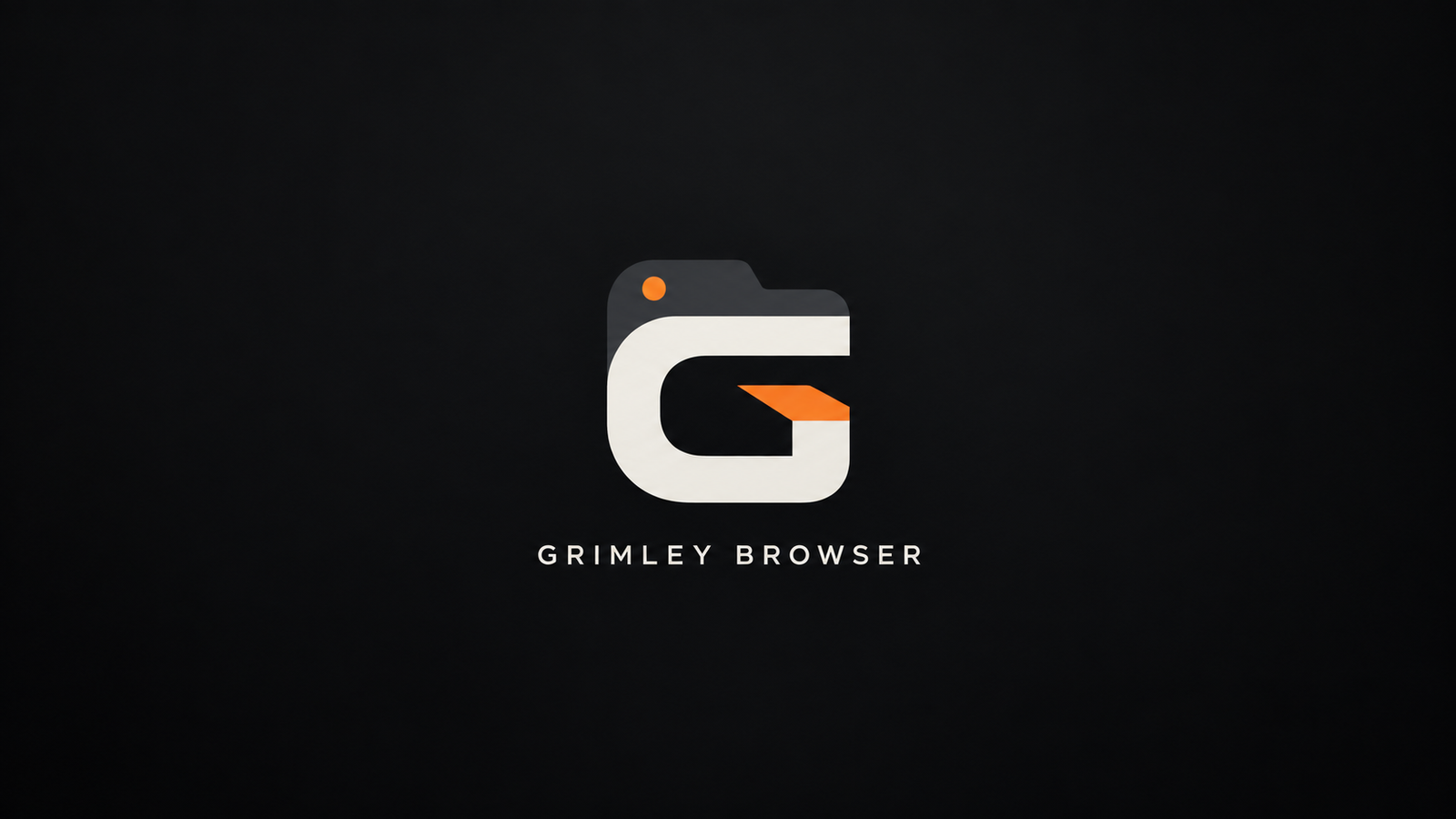 Minimal Grimley Browser logo combining a stylized letter G with the shape of a browser tab on a dark background.