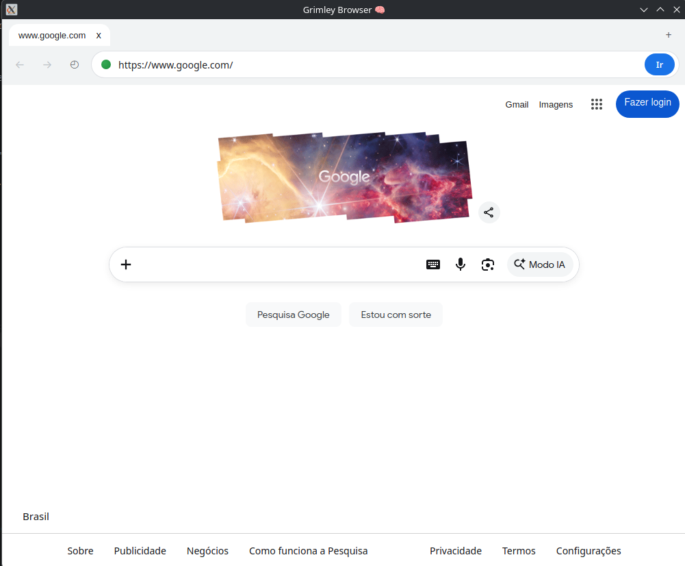 Grimley Browser displaying a web page inside its native tabbed interface.